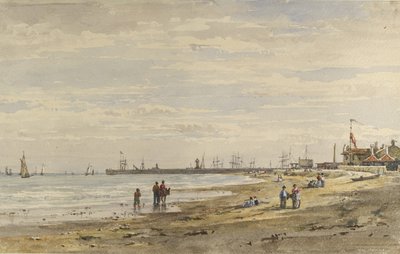 Ramsgate Pier, augusti 1838 (akvarell på papper) av Caroline Davidson